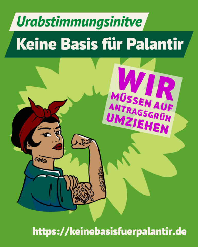 Grüne Basis startet Urabstimmungsinitiative zum Einsatz der US-amerikanischen Datenanalyse-SoftwarePalantir Gotham im Land Baden-Württemberg
