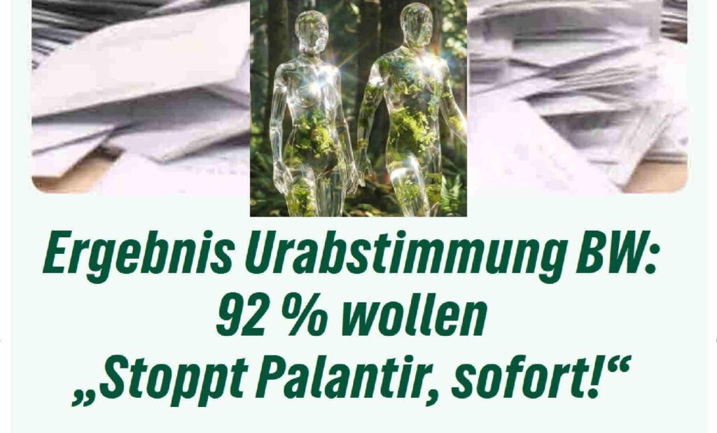 Ergebnis Urabstimmung BW: 92 % wollen "Stoppt Palantir, sofort!"