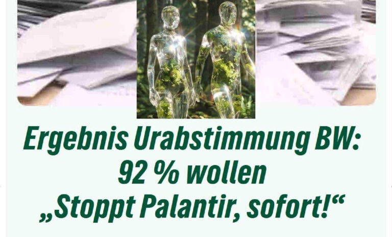 „Stoppt Palantir, sofort!“, so das Ergebnis der Urabstimmung der Grünen Basis: 